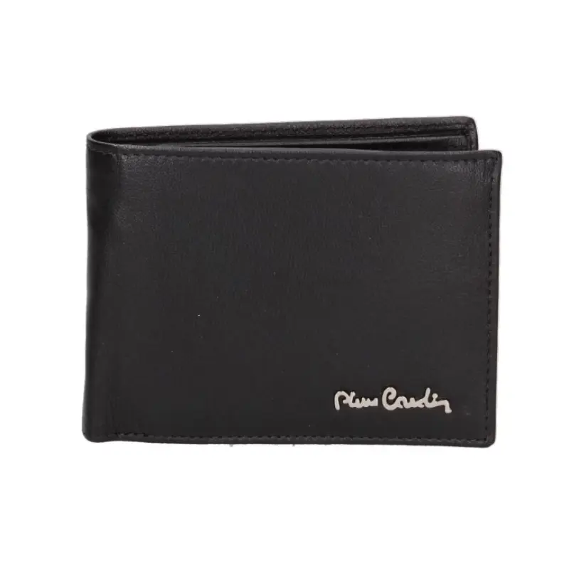 Pierre cardin, set de curea si portofel de piele 2 piese, negru, model cz001